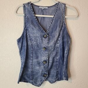 Red Haute Blue Soft Vest Denim Top S